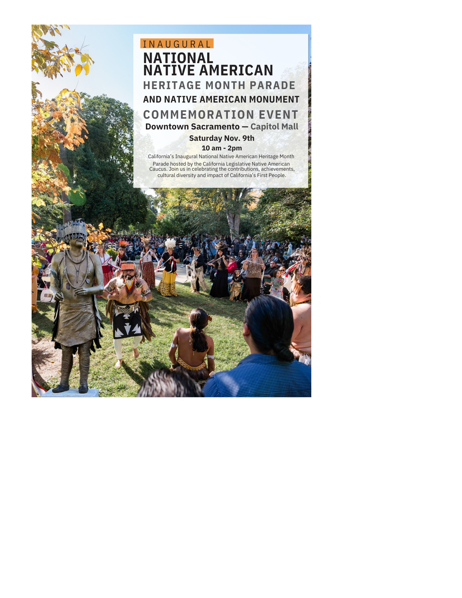 INAUGURAL NATIONAL NATIVE AMERICAN HERITAGE MONTH PARADE AND NATIVE AMERICAN MONUMENT COMMEMORATION EVENT