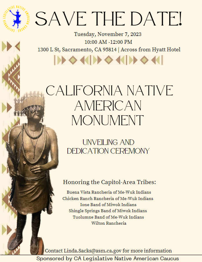 California Native American Monument Unveiling And Dedication Ceremony Flyer