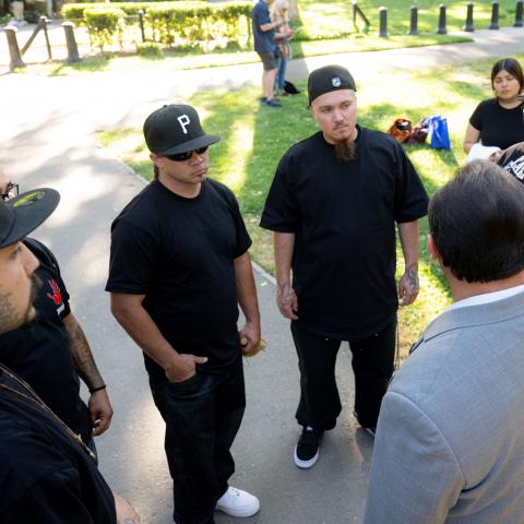 Assemblymember Ramos with the Intertribal Bird Singers