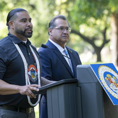 speaking at press conference 