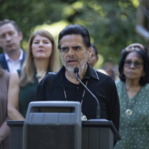 speaking at podium