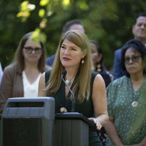 member speaking at press conference 