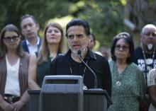 speaking at podium
